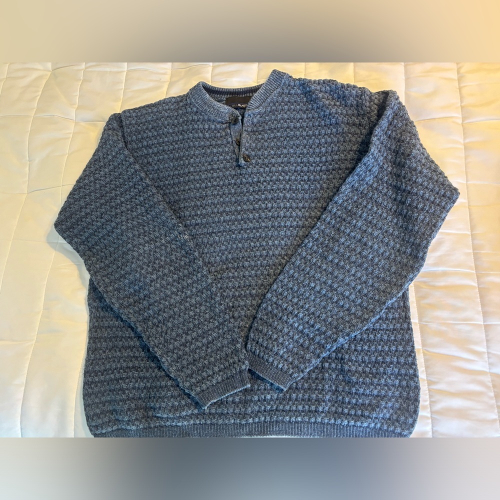 Vintage Bill Blass Blue Texture Knit Sweater 3 Button Front Men’s Large